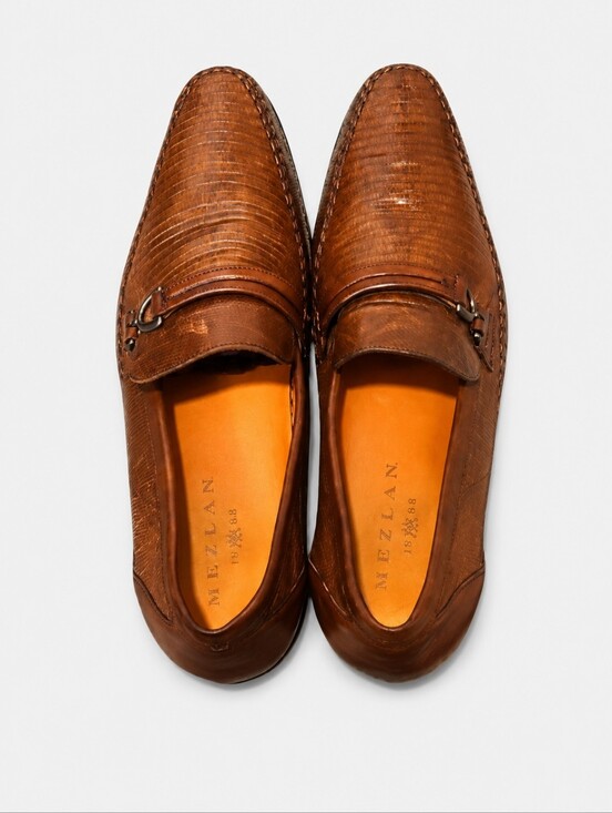 MEZLAN | Genuine Lizard Skin Horsebit Loafers Brown Handmade Spain US 8 main image 4